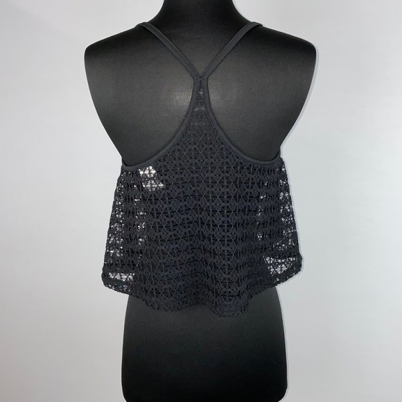 PINK Victoria's Secret XS/S Black Crochet Crop Top - Picture 7 of 9